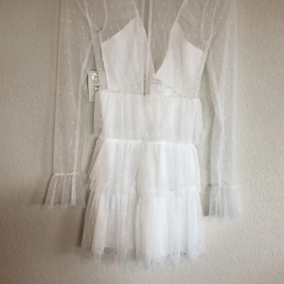 Sale ‼️Tularosa Blue Moon ruffle white tulle mini Dress new - Picture 11 of 13